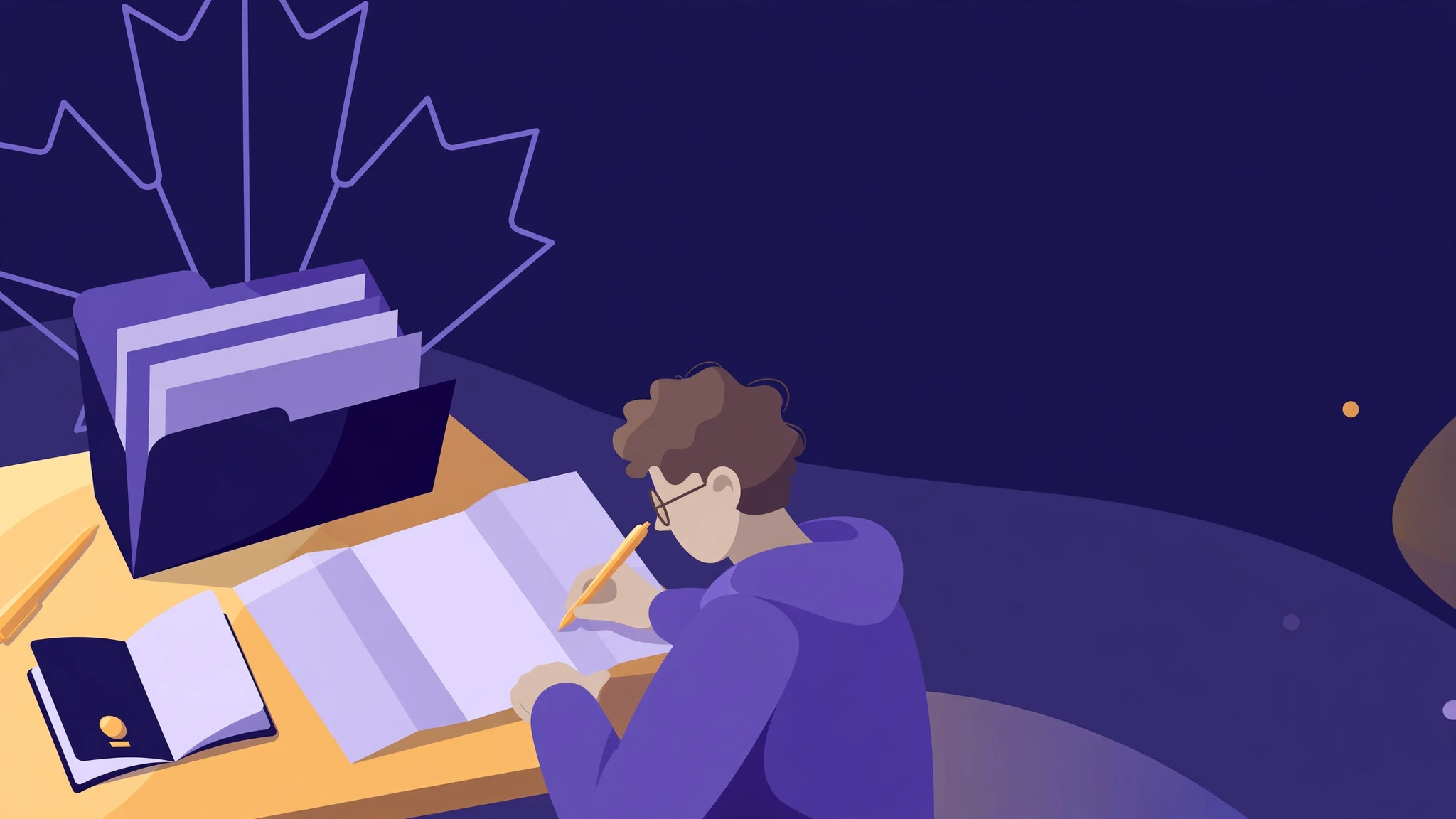 Letter of explanation for a Canada study permit being prepared with an application file