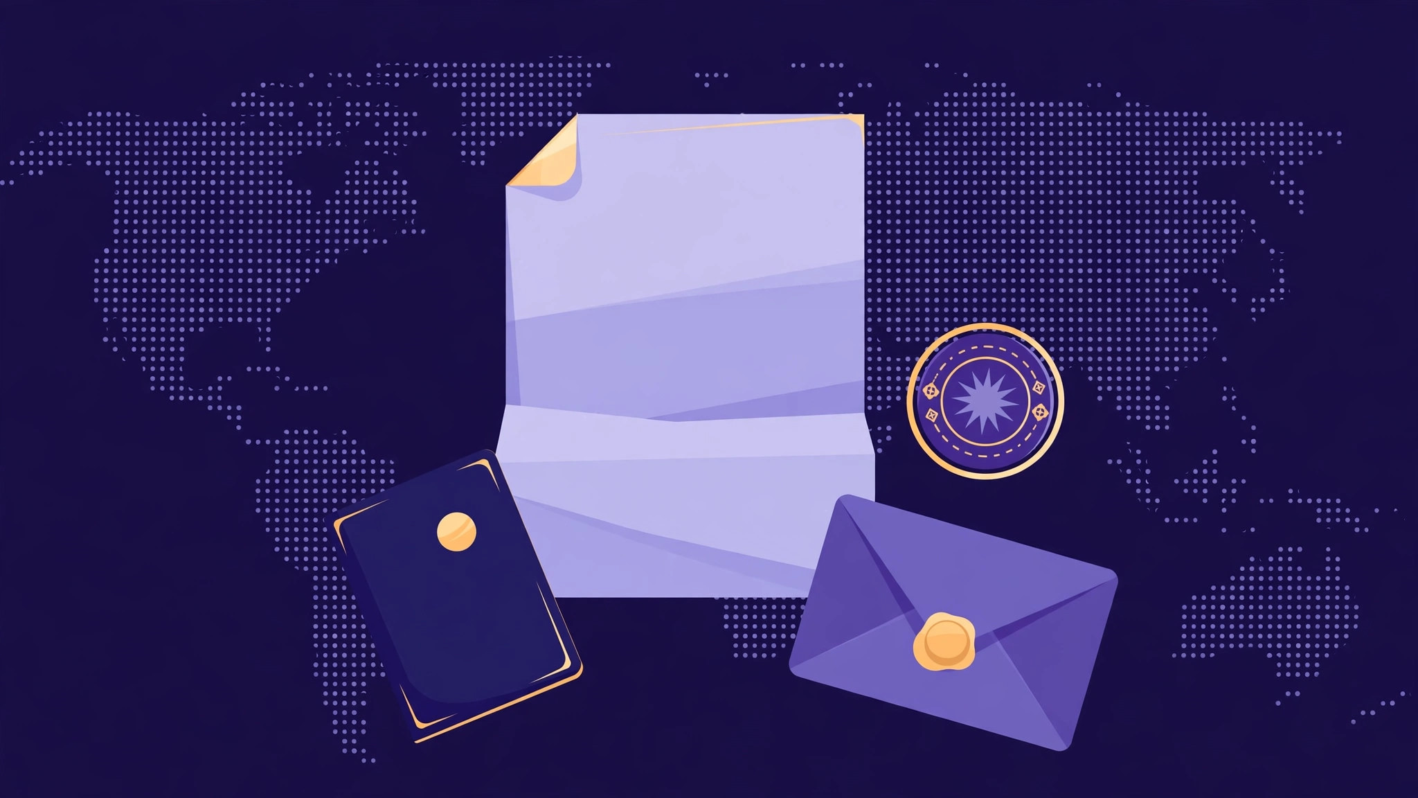 Visa cover letter sample laid out on a desk beside a passport and visa application documents